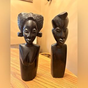 African tribal wood carving - man & women - approx 9"